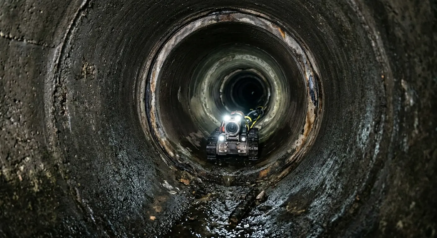 Robotic sewer camera inspecting pipe interior for Sewer Line Repair in East Grand Forks